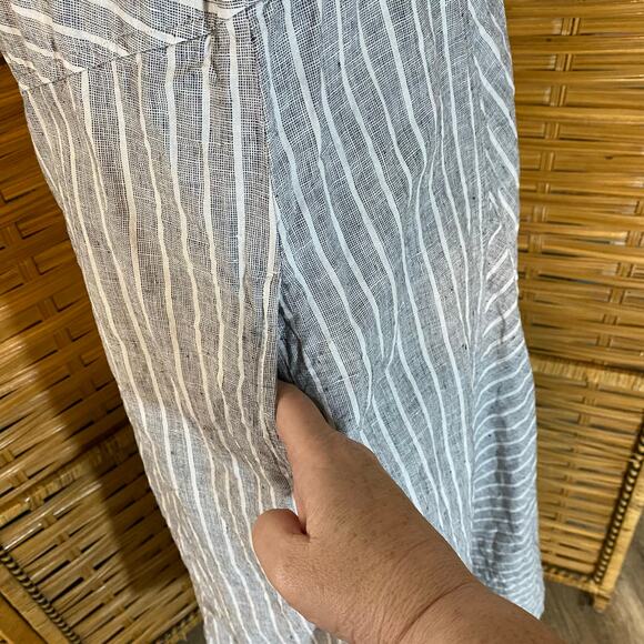 J.Jill Love Linen 100% Linen Striped Midi Dress Gray White Petite Medium - Picture 8 of 10